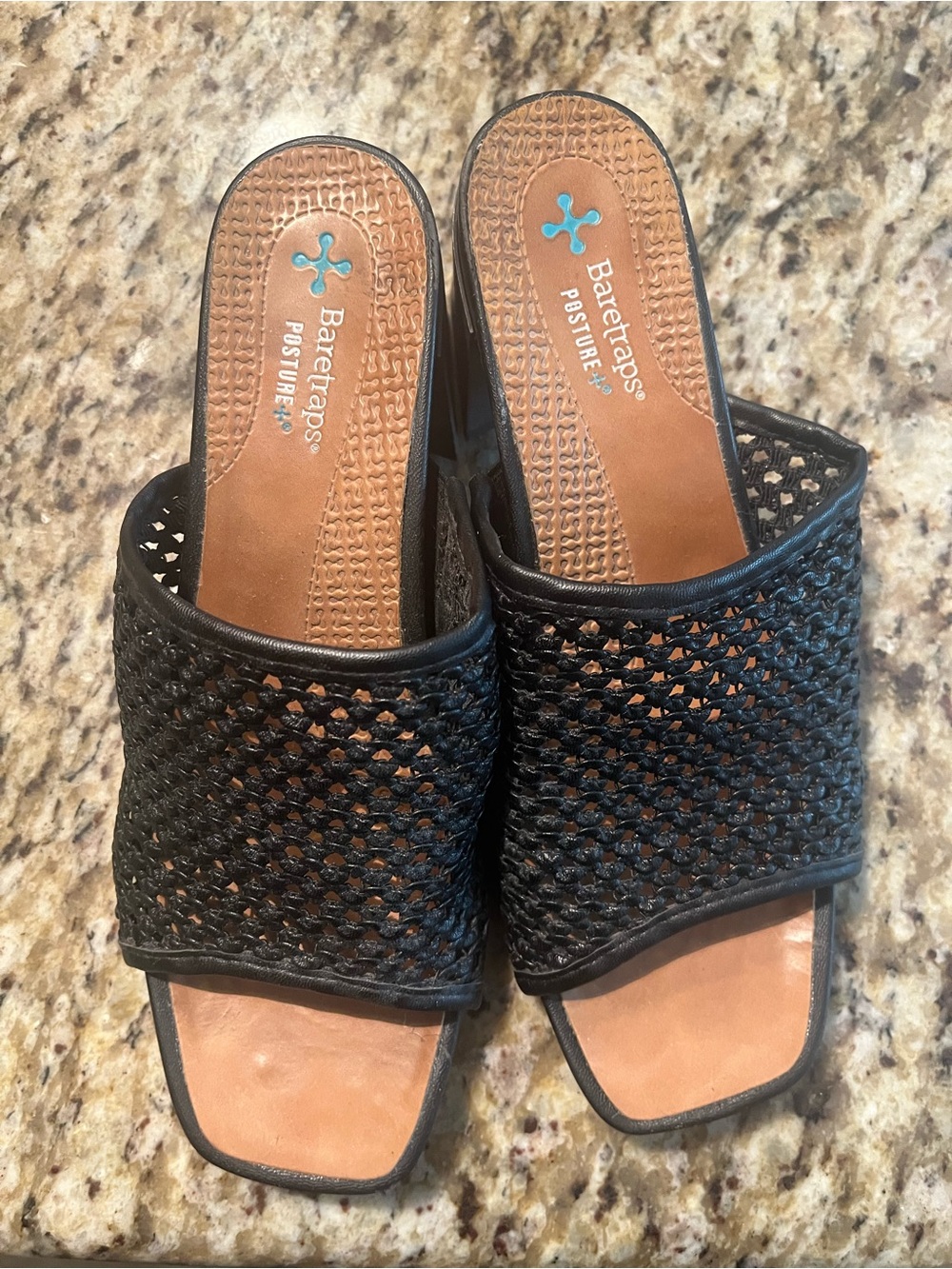 BareTraps Black Woven Slide Mules